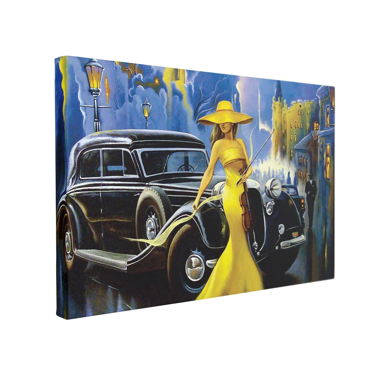 Tablou Canvas Car and Girl Old City - clevny.ro