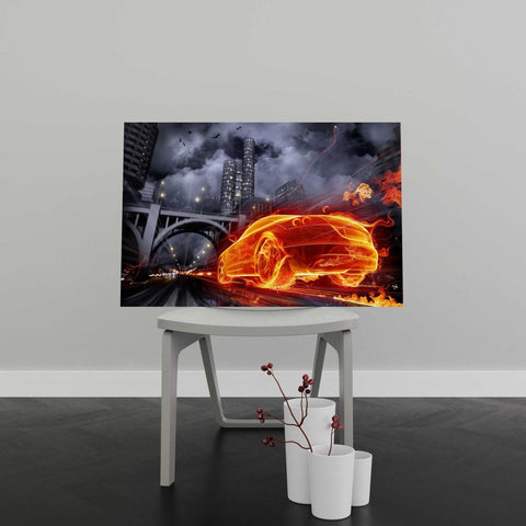 Tablou Canvas Car on Fire - clevny.ro