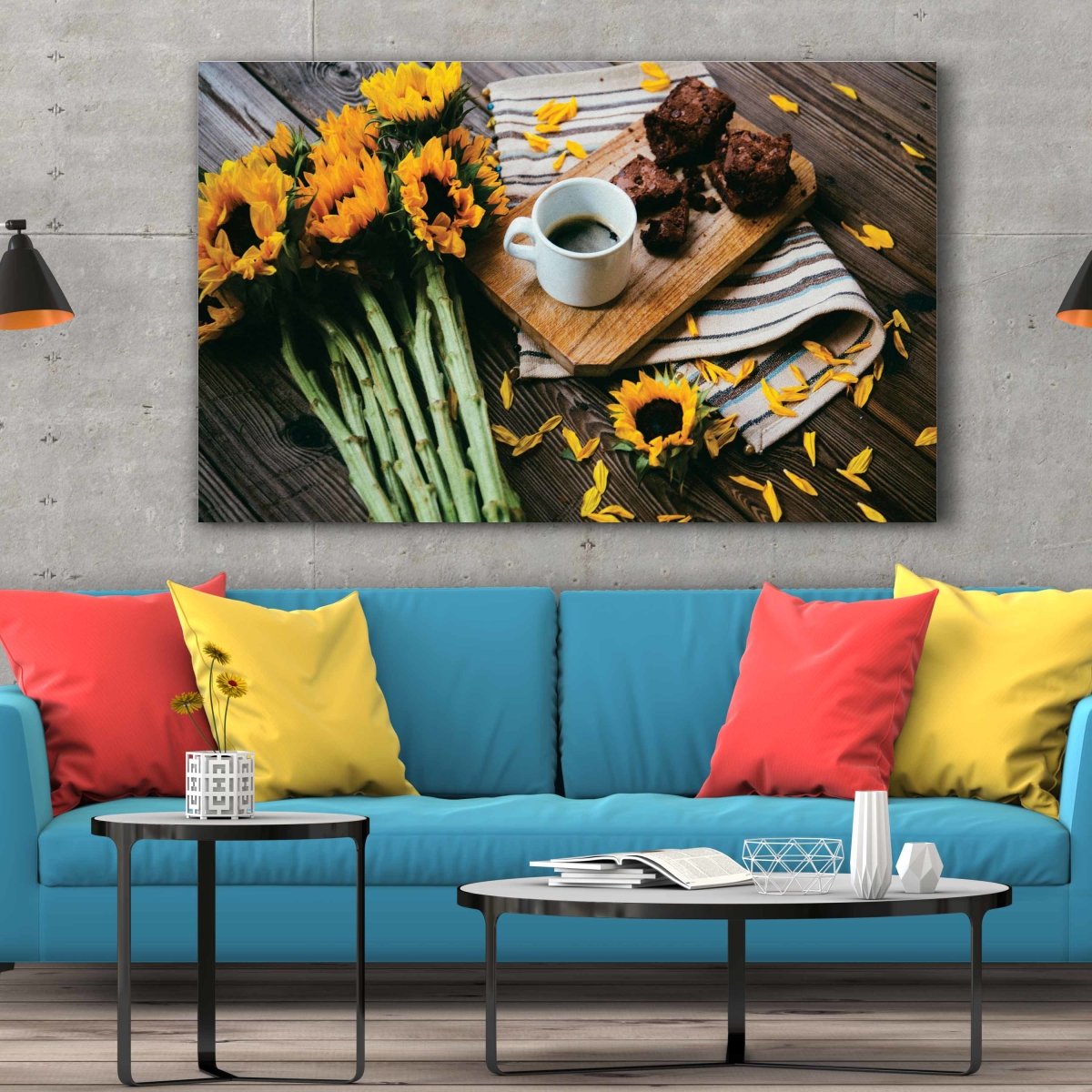 Tablou Canvas Coffee by the Sunflower - clevny.ro