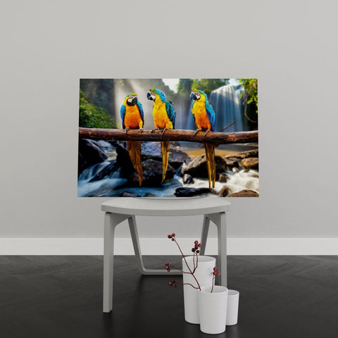 Tablou Canvas Colorful Parrot Waterfall - clevny.ro