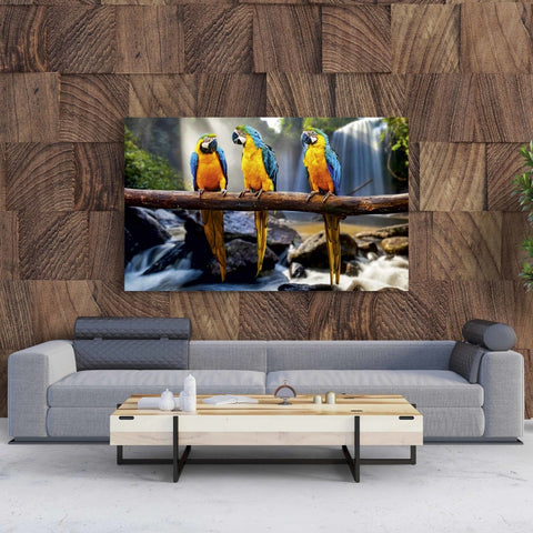Tablou Canvas Colorful Parrot Waterfall - clevny.ro