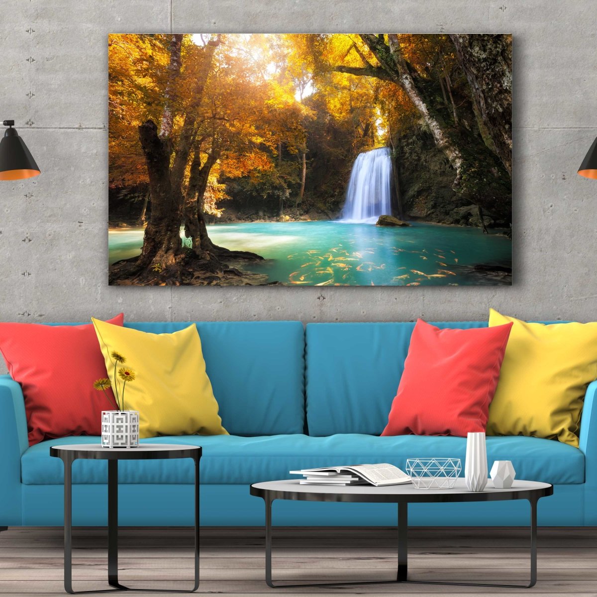 Tablou Canvas Deep Forest Waterfall - clevny.ro