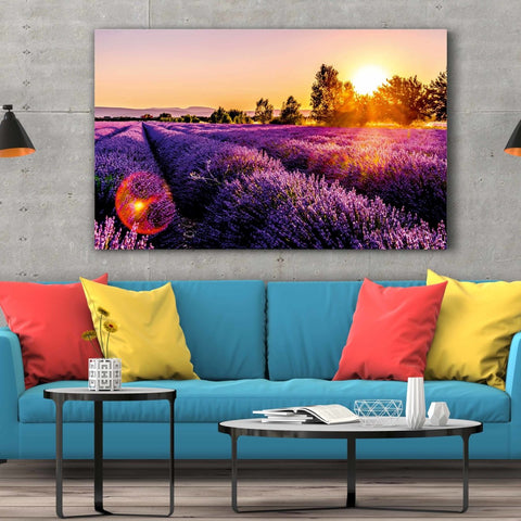 Tablou Canvas Endless Rows of Lavender Flowers - clevny.ro