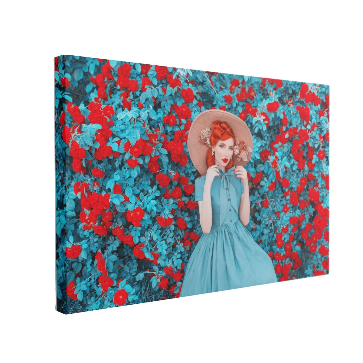 Tablou Canvas Fabulous Lady with Red Lips in Dress - clevny.ro