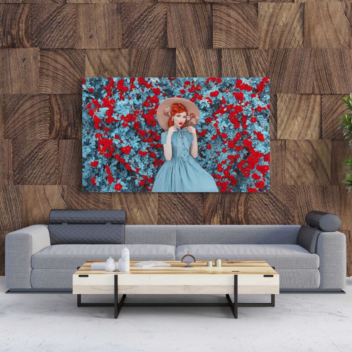 Tablou Canvas Fabulous Lady with Red Lips in Dress - clevny.ro