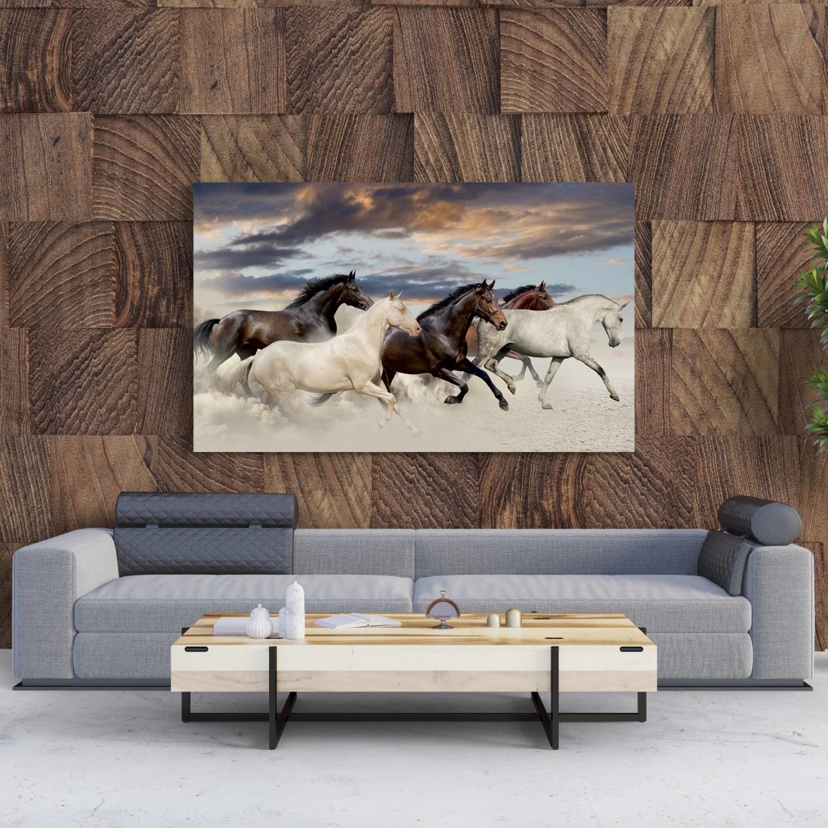 Tablou Canvas Five Horse Run - clevny.ro