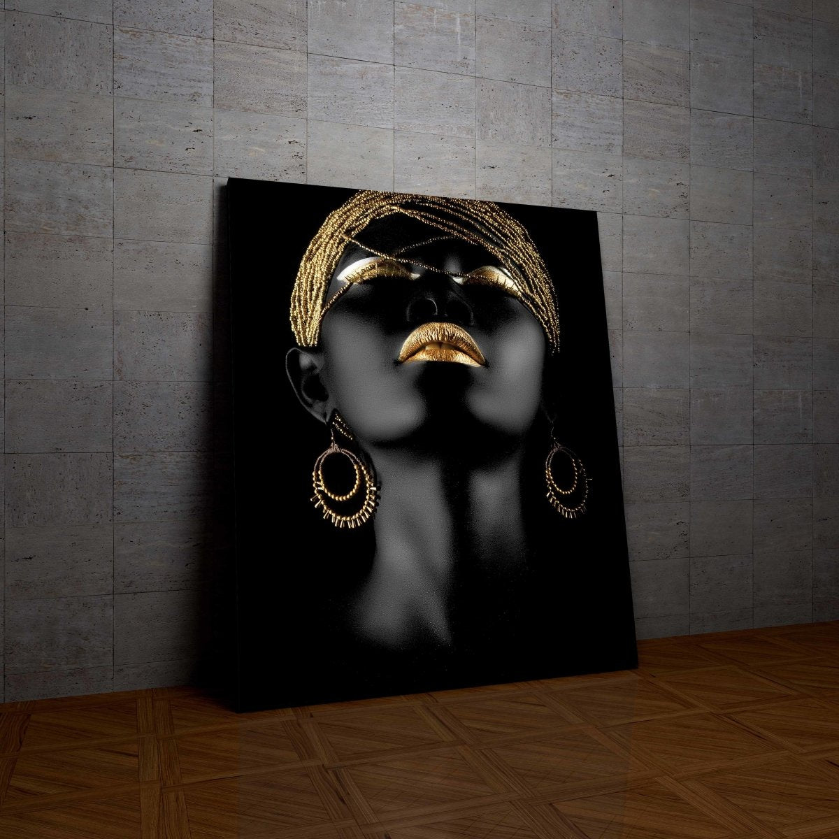 Tablou Canvas Golden Lips - clevny.ro