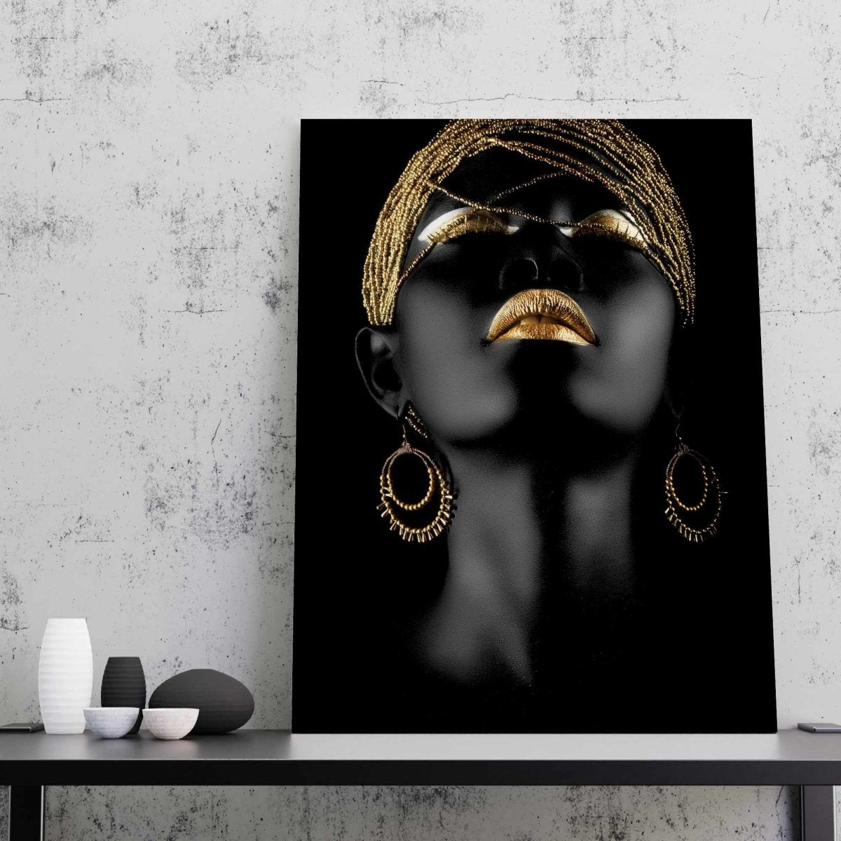 Tablou Canvas Golden Lips - clevny.ro
