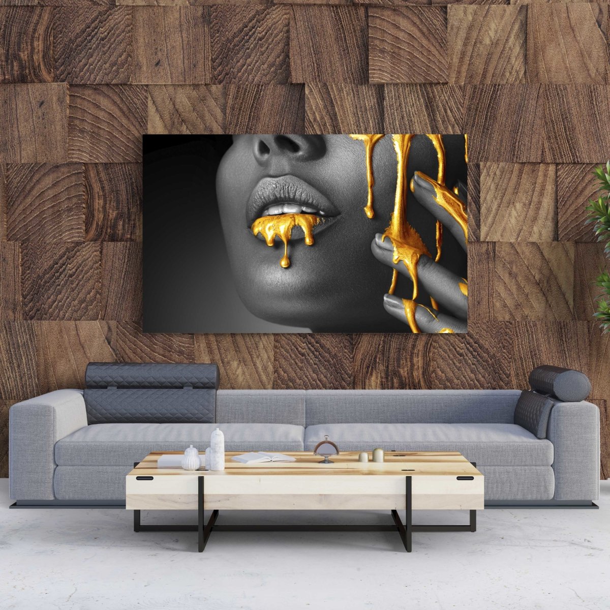 Tablou Canvas Gray Liquid Gold - clevny.ro