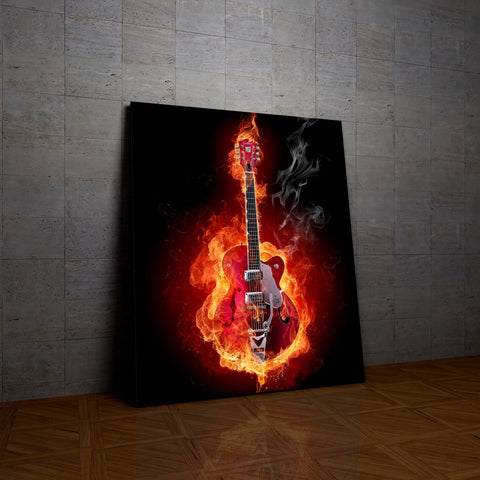 Tablou Canvas Guitar on Fire - clevny.ro