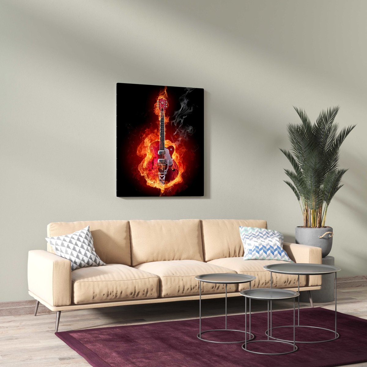 Tablou Canvas Guitar on Fire - clevny.ro