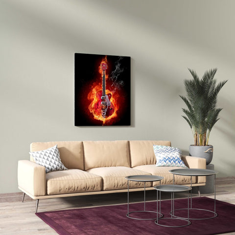 Tablou Canvas Guitar on Fire - clevny.ro