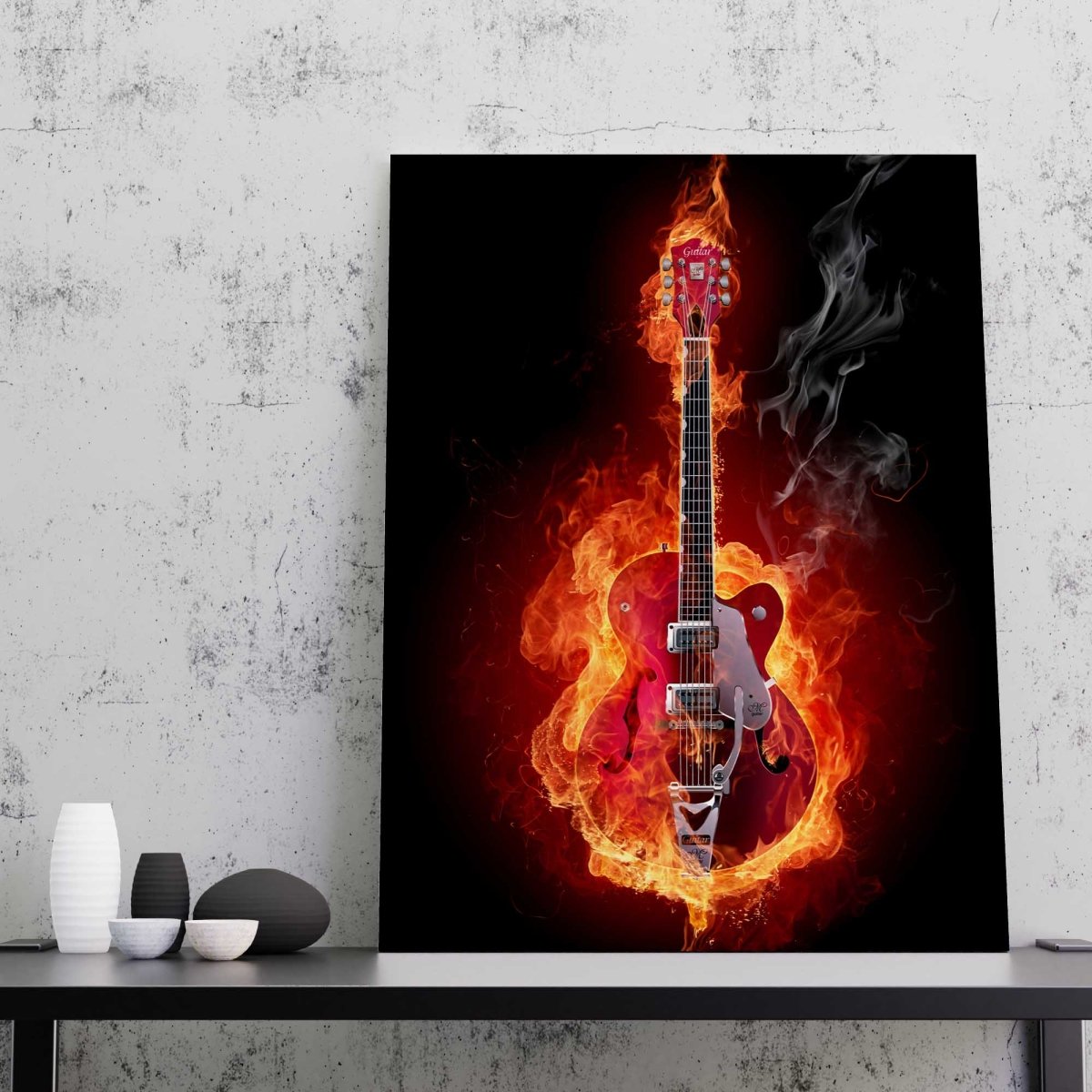 Tablou Canvas Guitar on Fire - clevny.ro