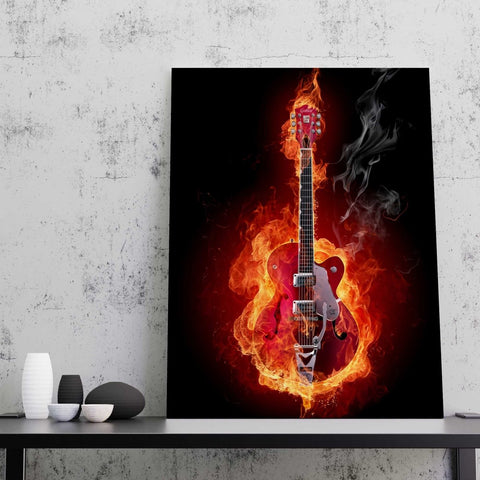Tablou Canvas Guitar on Fire - clevny.ro