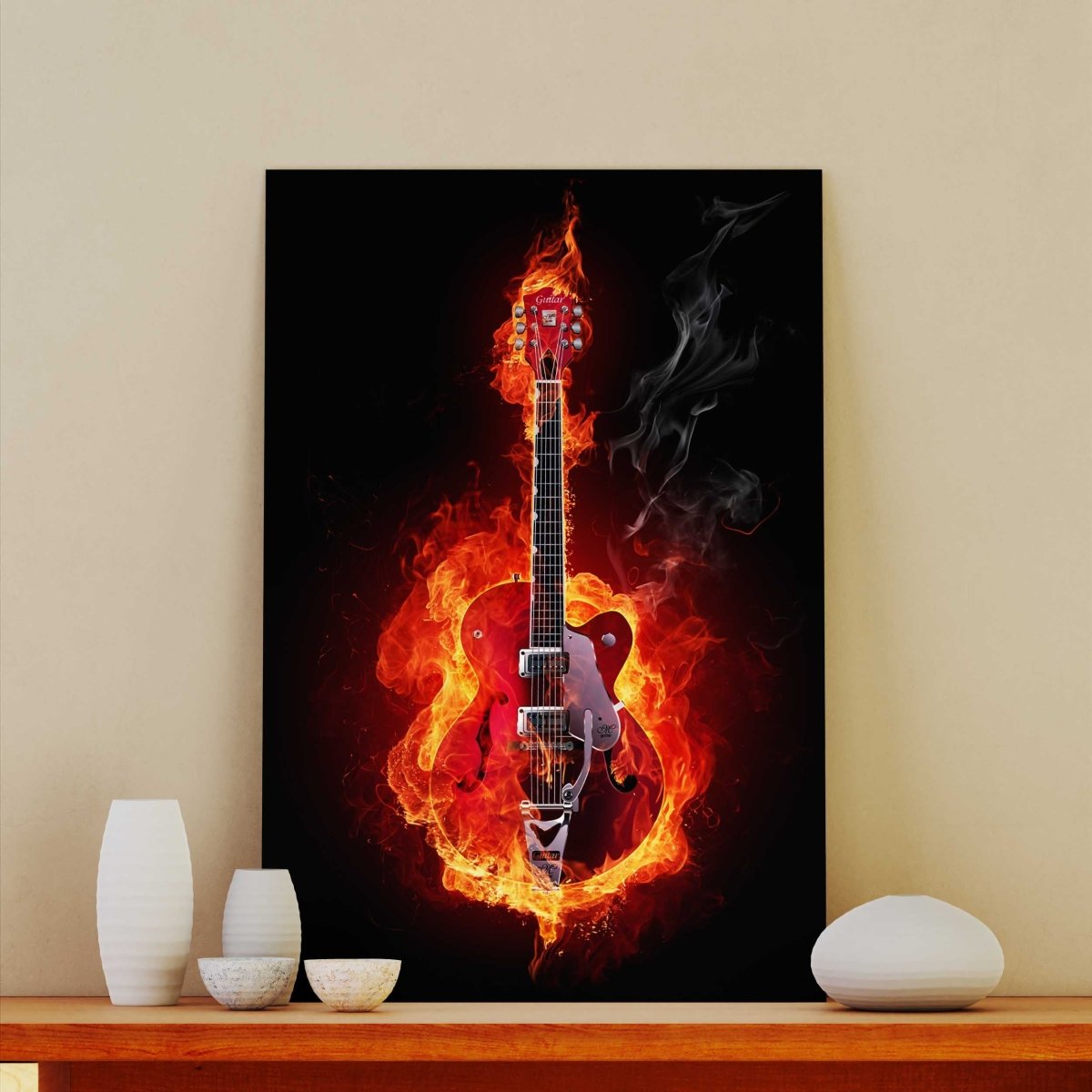 Tablou Canvas Guitar on Fire - clevny.ro