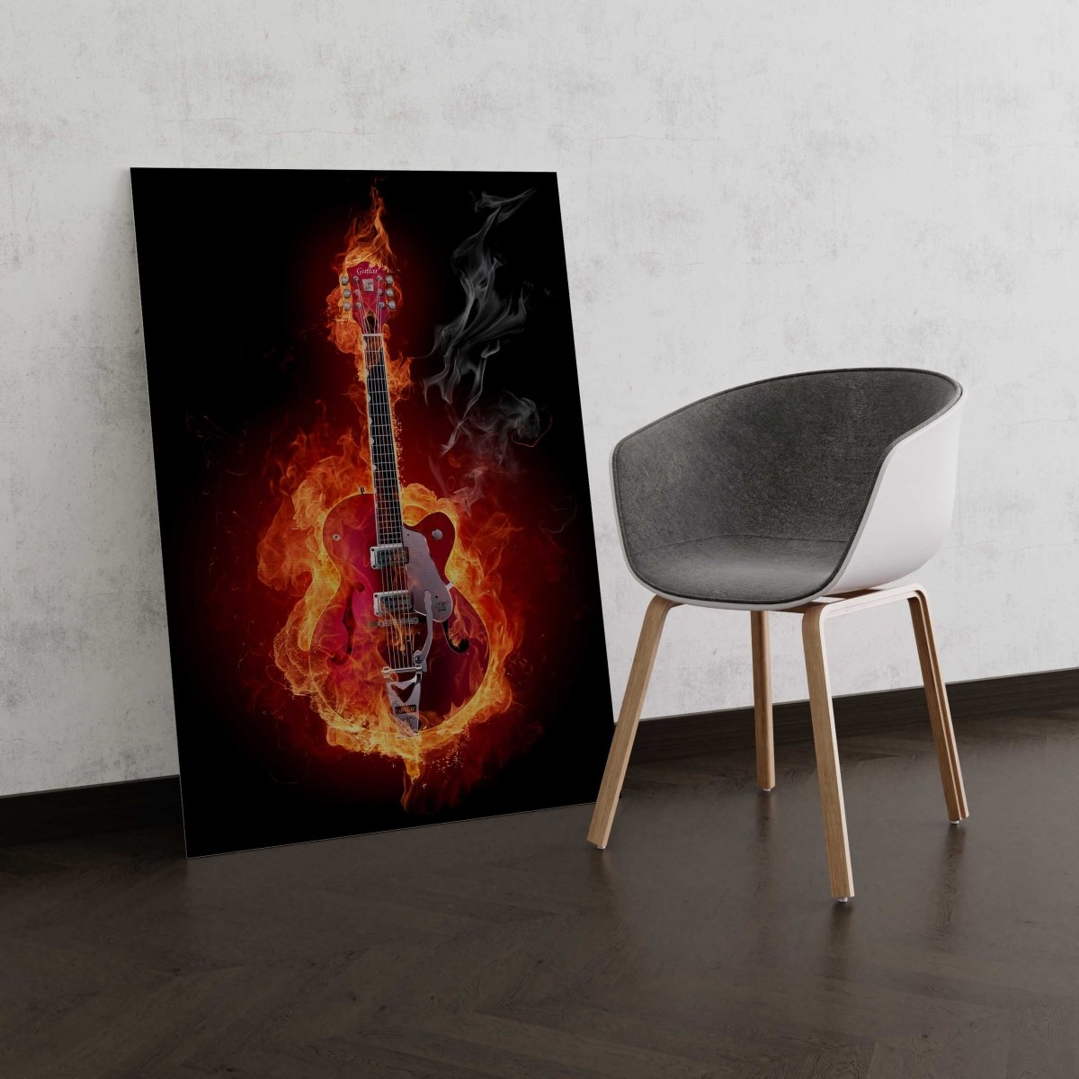 Tablou Canvas Guitar on Fire - clevny.ro