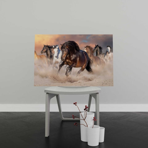 Tablou Canvas Horse Herd Run in Desert - clevny.ro