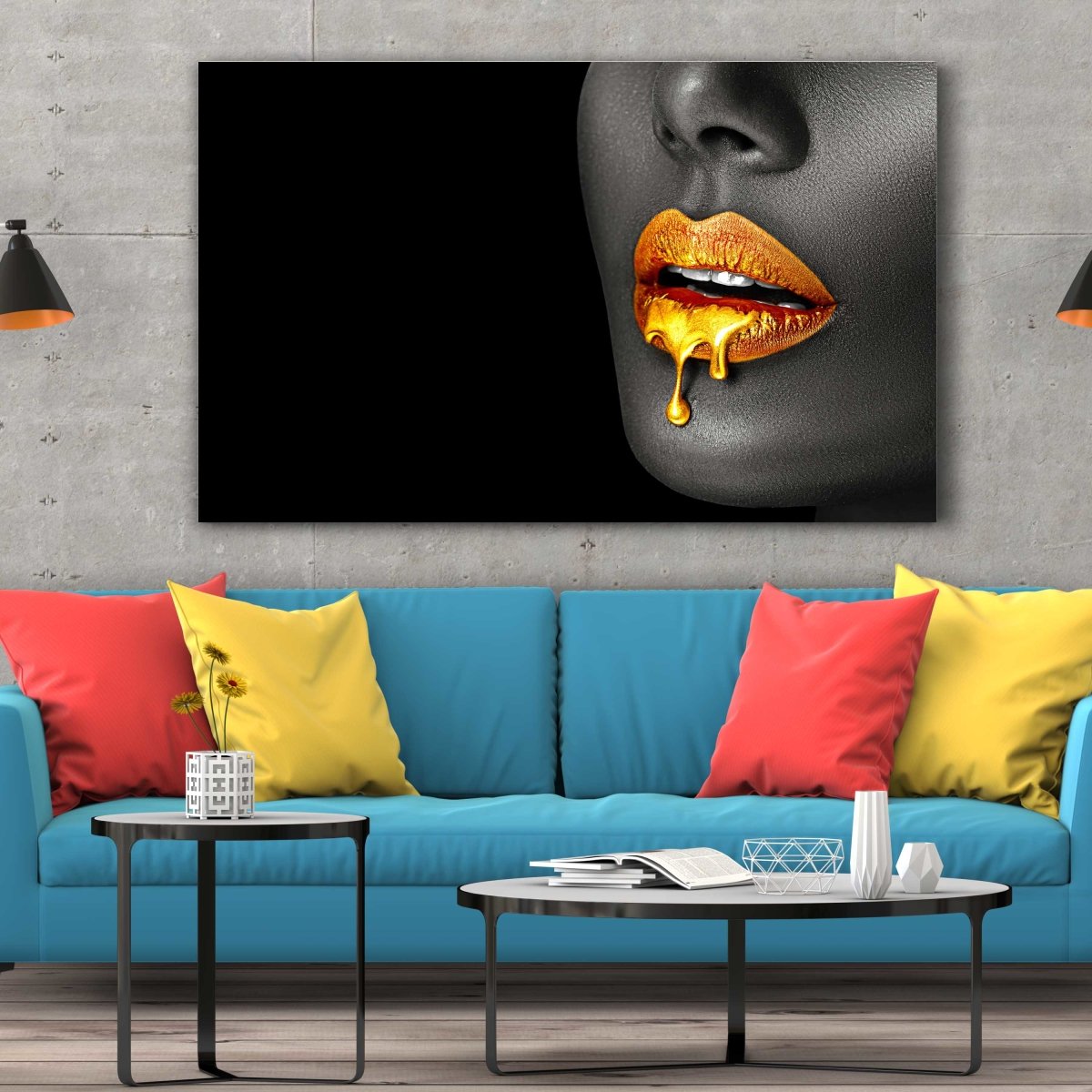 Tablou Canvas Lips Lipgloss Dripping - clevny.ro