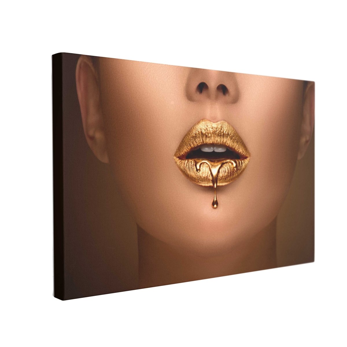 Tablou Canvas Liquid Metal Dripping from Gold Lips - clevny.ro