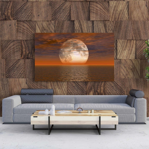 Tablou Canvas Moon on Night Sea - clevny.ro