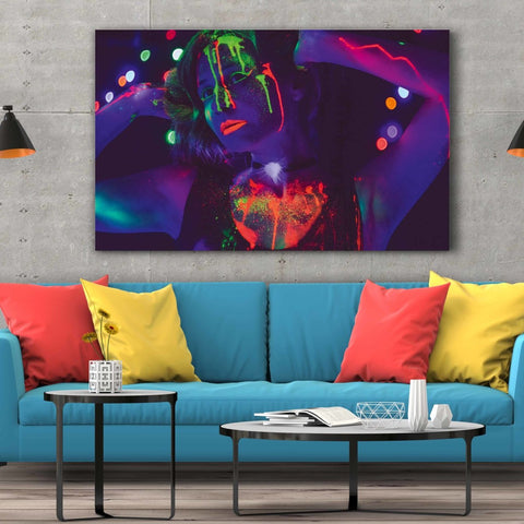 Tablou Canvas Neon Girl Party - clevny.ro