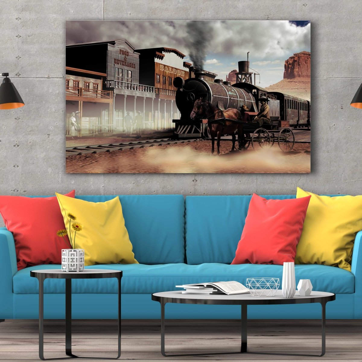 Tablou Canvas Old Western Town - clevny.ro