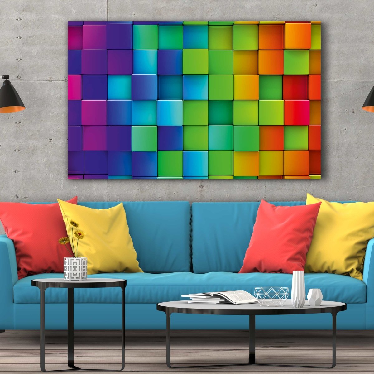 Tablou Canvas Rainbow of Colorful Blocks - clevny.ro