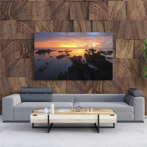 Tablou Canvas Rocks in Ocean on Sunset - clevny.ro