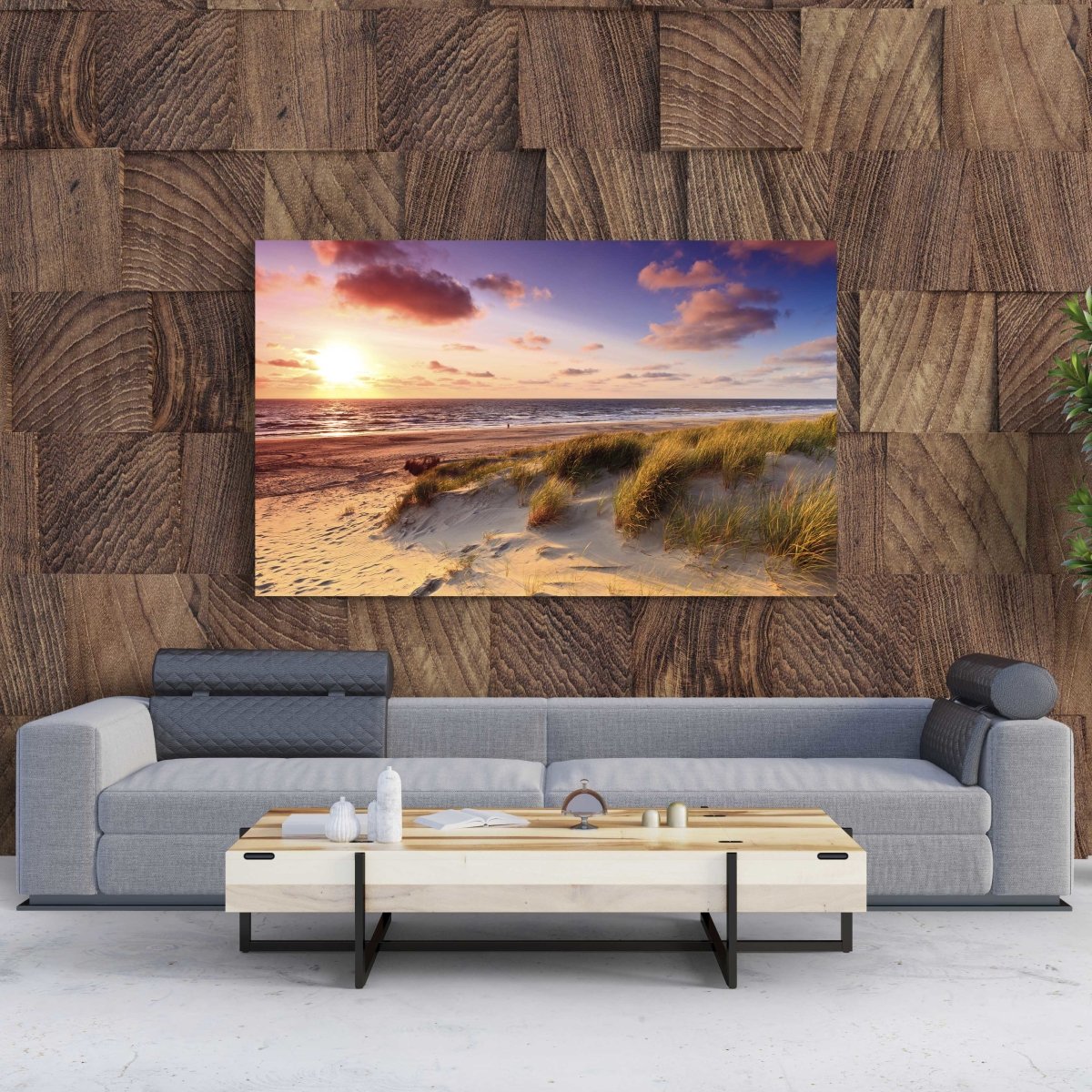 Tablou Canvas Seaside with Sand Dunes at Sunset - clevny.ro
