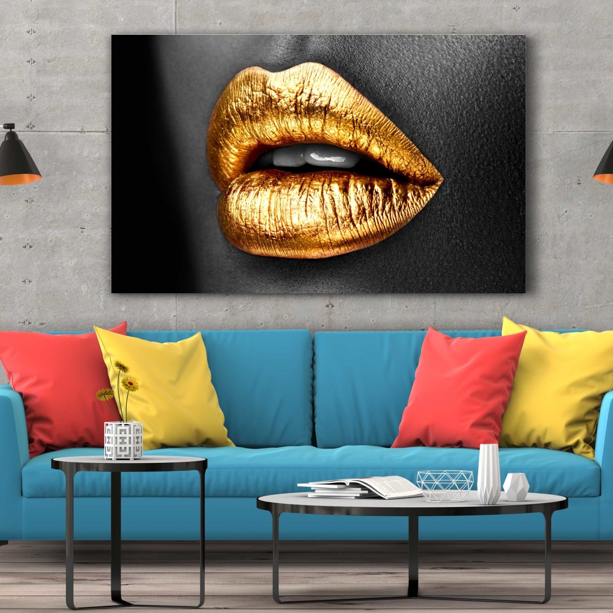 Tablou Canvas Sexy Golden Lips - clevny.ro