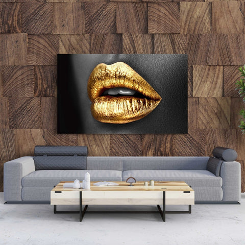 Tablou Canvas Sexy Golden Lips - clevny.ro
