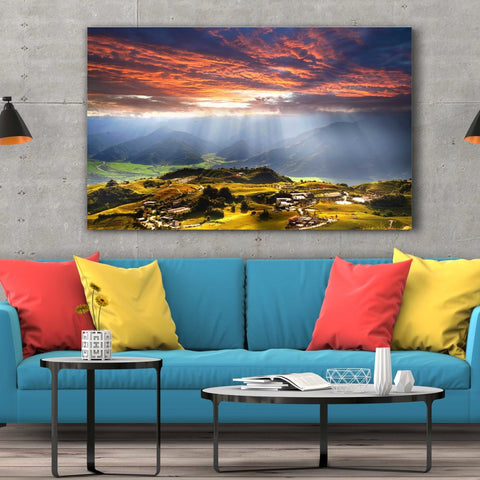 Tablou Canvas Sunbeams on the Plain - clevny.ro