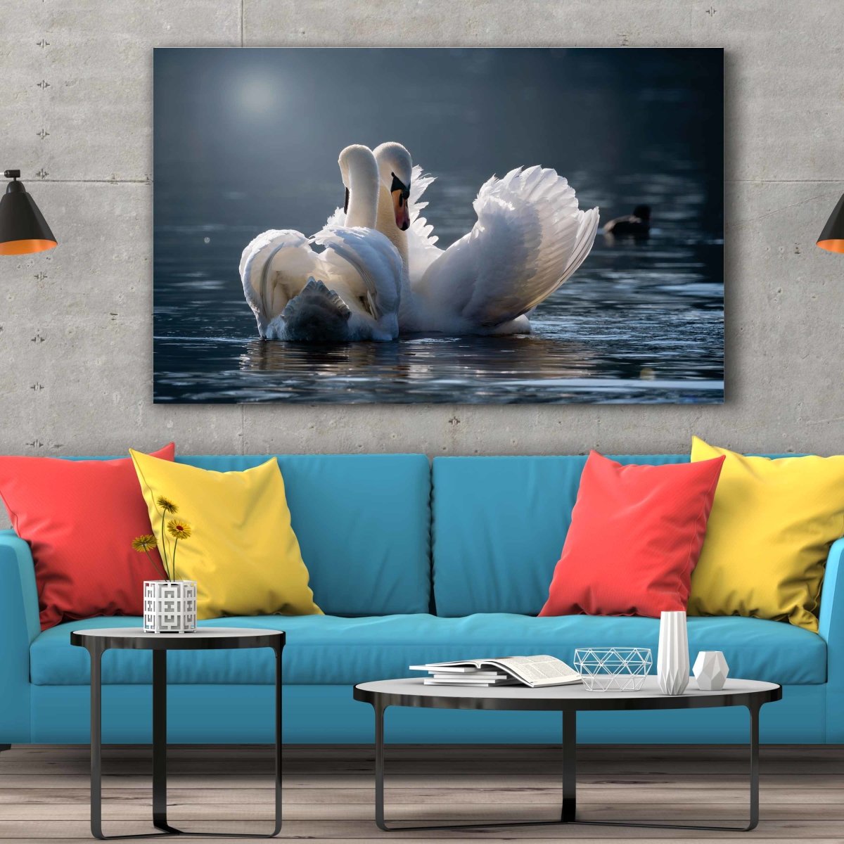 Tablou Canvas Swans in Love - clevny.ro