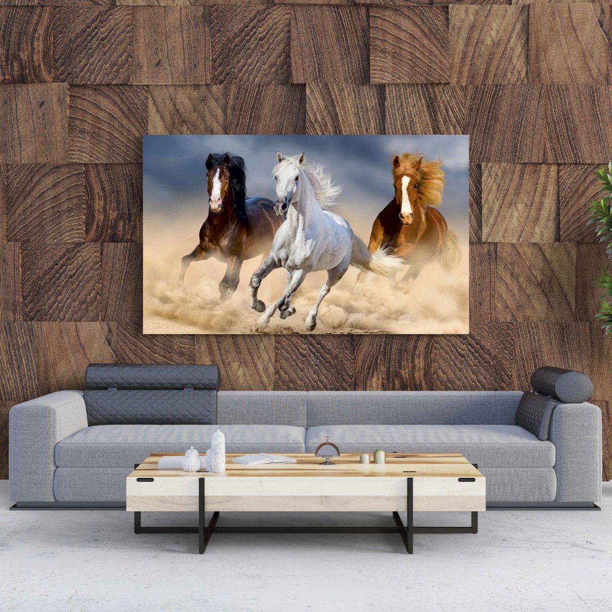 Tablou Canvas Three Horse in Desert - clevny.ro