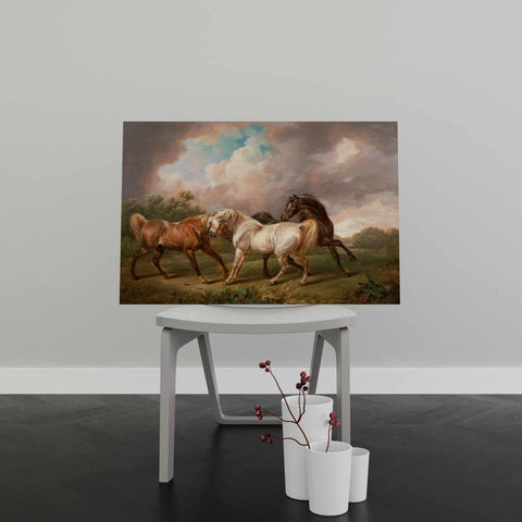 Tablou Canvas Three Horses in a Stormy Landscape by Charles Towne - clevny.ro