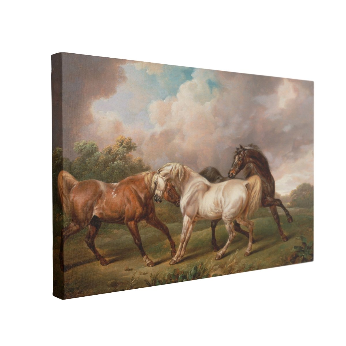 Tablou Canvas Three Horses in a Stormy Landscape by Charles Towne - clevny.ro