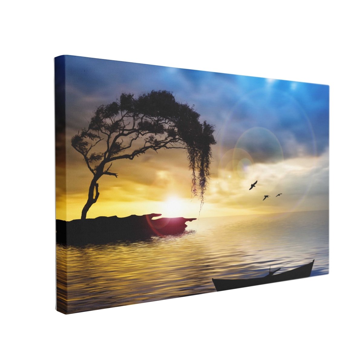 Tablou Canvas Tree, Boat and Sea Painting - clevny.ro