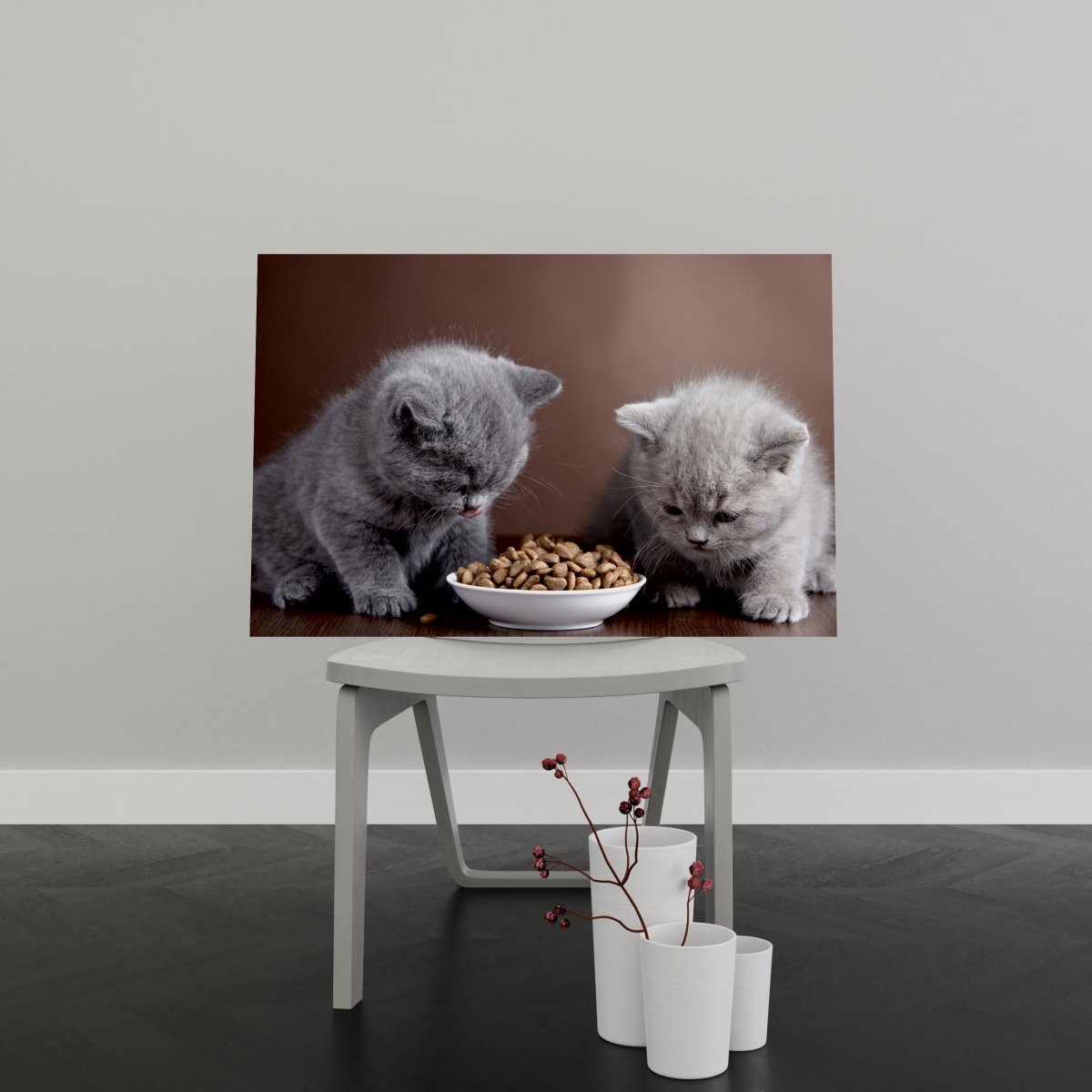 Tablou Canvas Two Cats Eating - clevny.ro