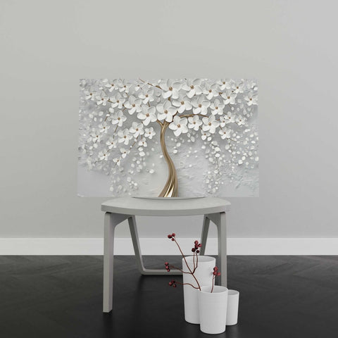 Tablou Canvas White Tree with Flowers - clevny.ro