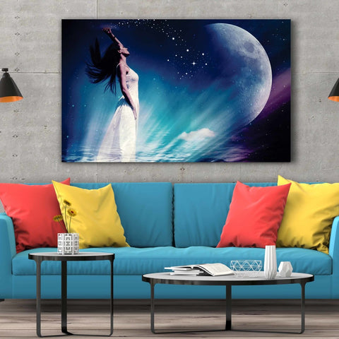 Tablou Canvas Woman on Blue Moon - clevny.ro