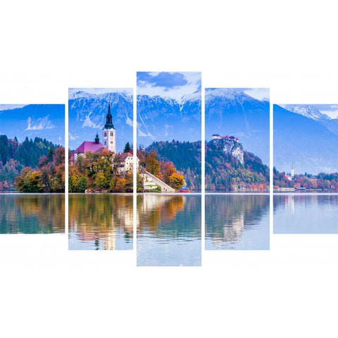 Tablou Forex 5 piese Castle and Mountains - clevny.ro