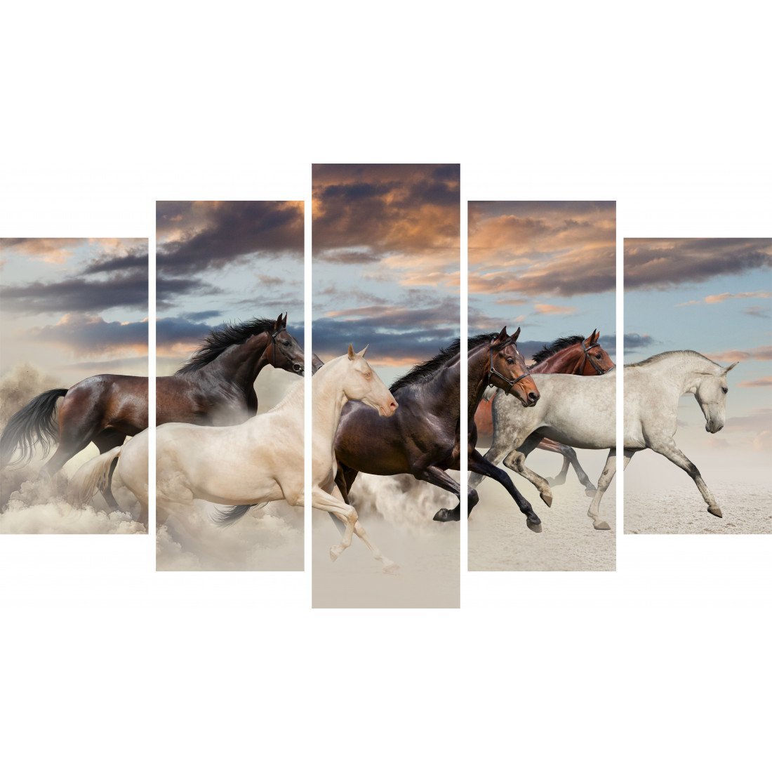 Tablou Forex 5 piese Five Horse Run - clevny.ro