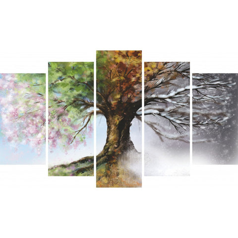 Tablou Forex 5 piese Four Season Tree - clevny.ro