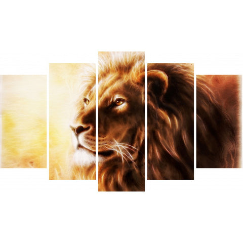 Tablou Forex 5 piese Lion Fractal - clevny.ro