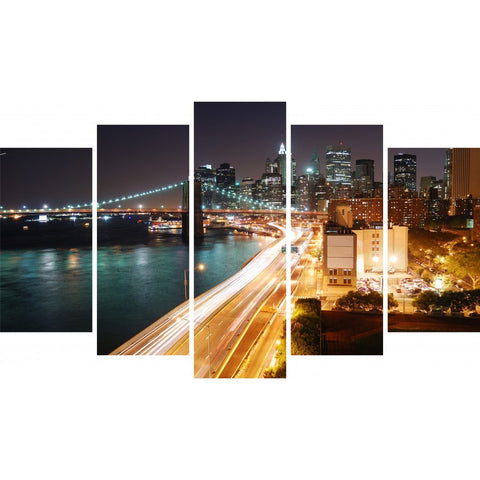 Tablou Forex 5 piese Night Light City - clevny.ro