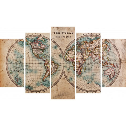 Tablou Forex 5 piese The World in Hemispheres - clevny.ro