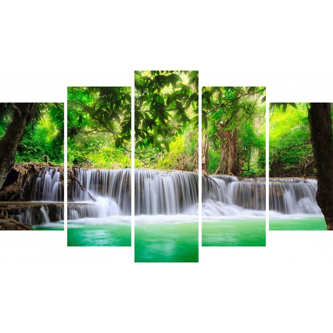 Tablou Forex 5 piese Tropical Waterfall - clevny.ro