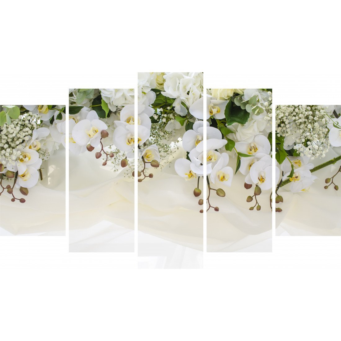 Tablou Forex 5 piese White Orchid Arrangement - clevny.ro