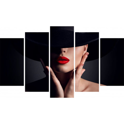 Tablou Forex 5 piese Woman Hat - clevny.ro