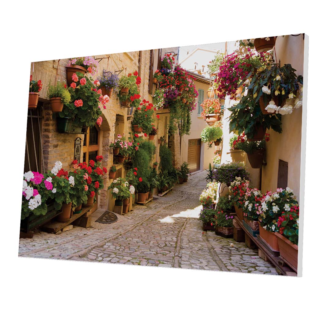 Tablou Forex Medieval Alley with Flowers in Spello - clevny.ro